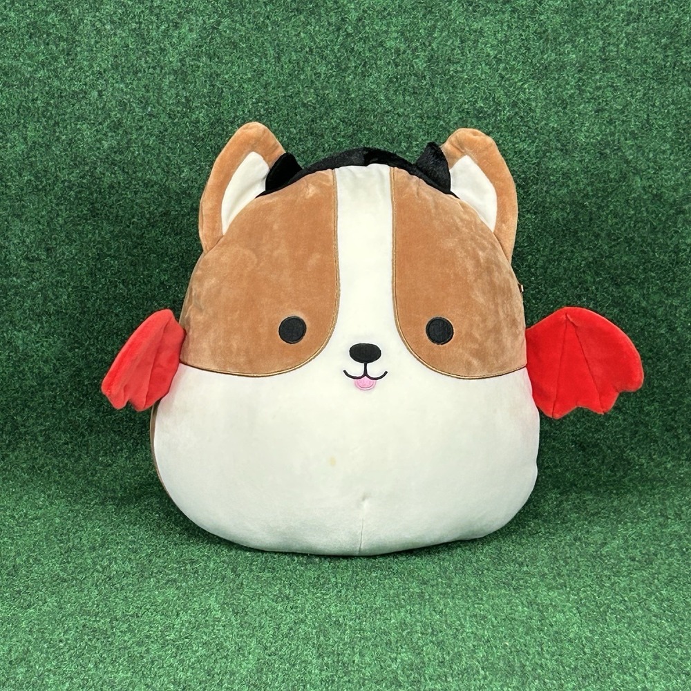 Squishmallow Halloween Reginald Corgi‎ Devil Bat Costume Soft Plush 12" Kellytoy